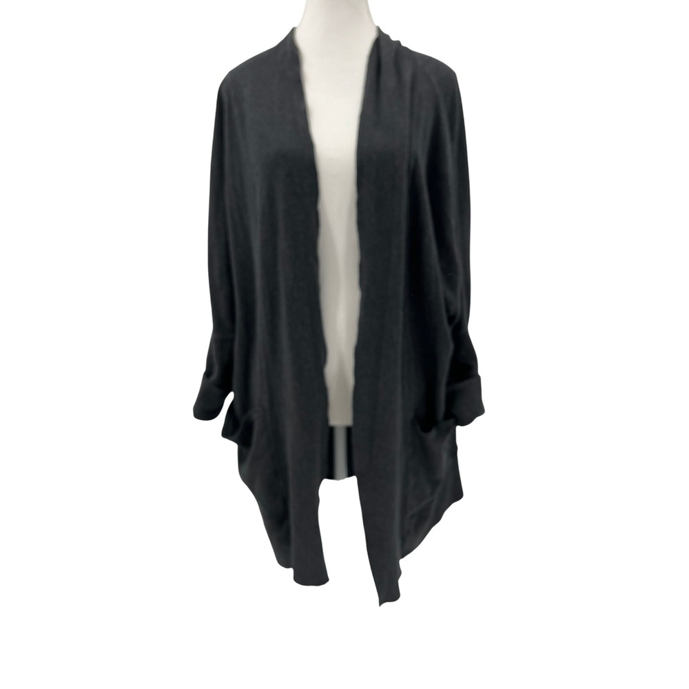 Pact Women's Charcoal Gray Organic Cotton Open Front Cardigan Sweater S M